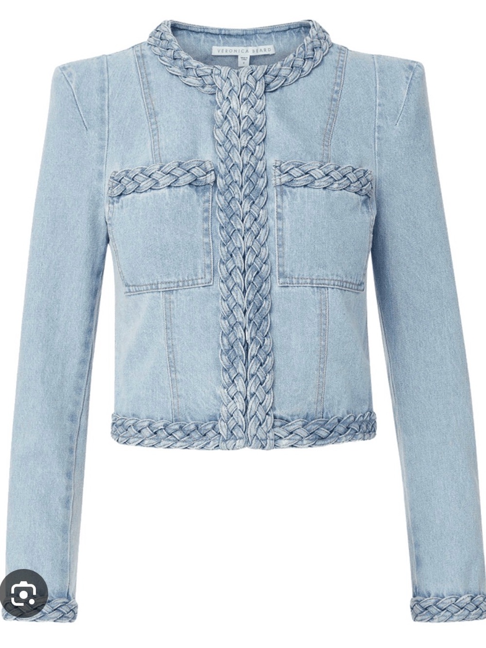 Veronica Beard Arrowe Denim Braid-Trim Jacket
